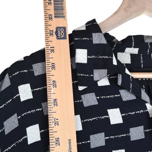 Vintage OP Ocean Pacific Flowy Geo Print Button Up Shirt Surf Faded Black Large - Picture 3 of 7